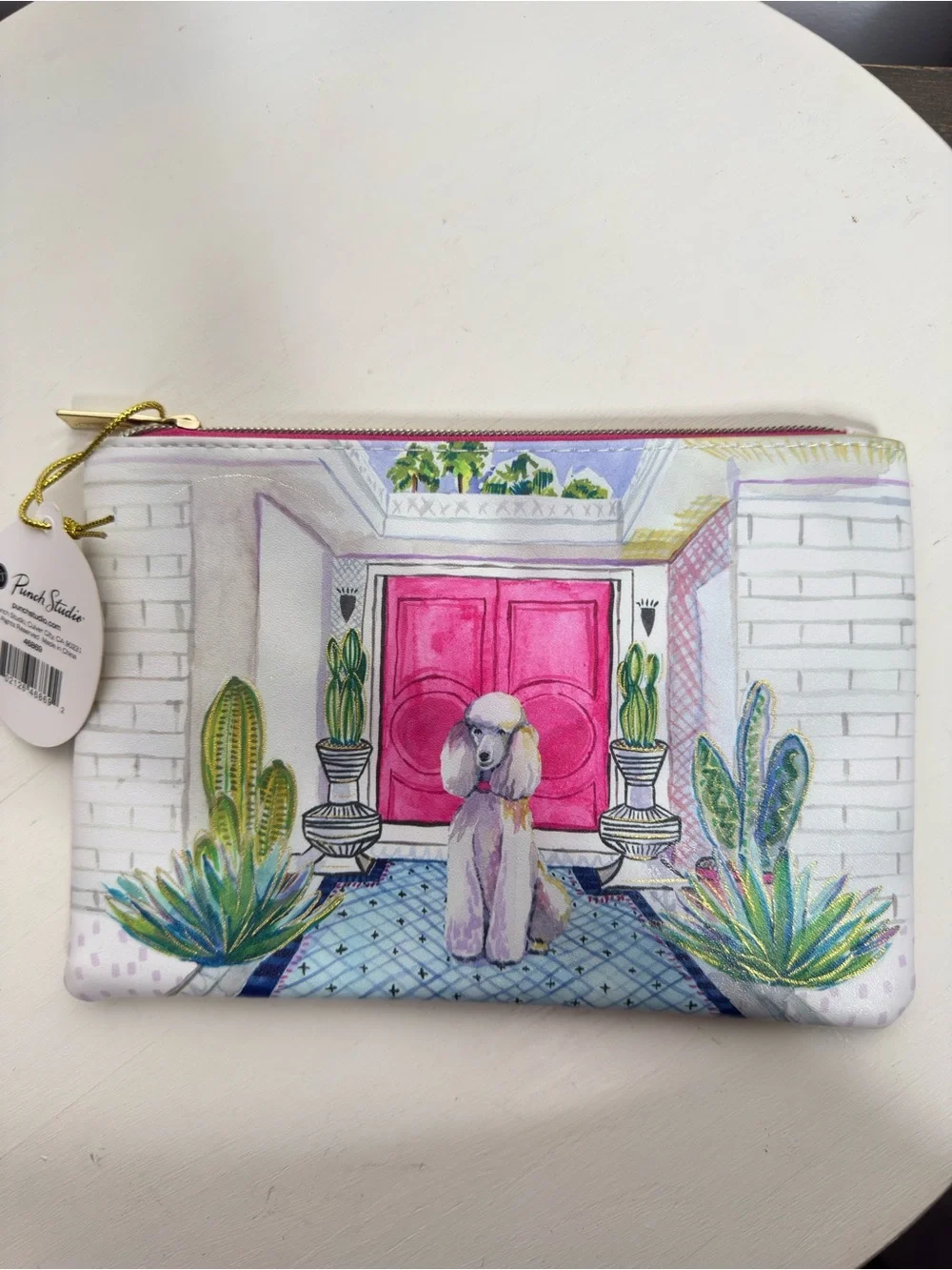 Punch Studio Palm Springs Poodle Zipper Glam Pouch